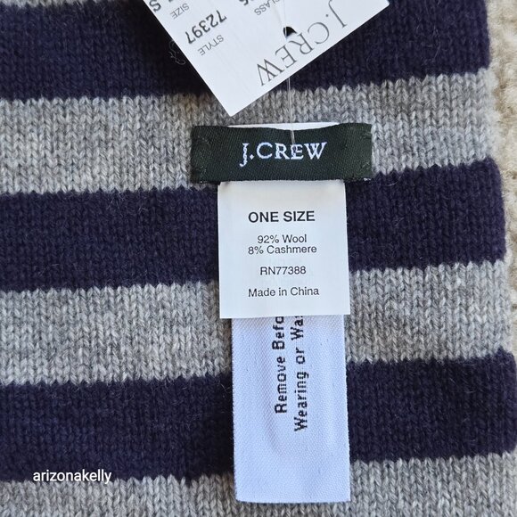 NWT J. Crew Wool/Cashmere Striped Skinny Scarf - Picture 4 of 11